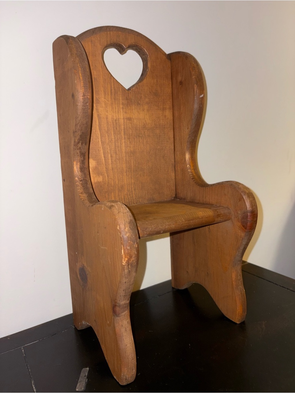Rustic Heart Cutout Wooden Accent Chair - Brown